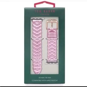 ?TED BAKER LONDON- Chevron Metallic Pink Leather Apple Watch Strap Pink Leather Apple Watch Band | SOUTH BEACH Bullstrap® main image 4